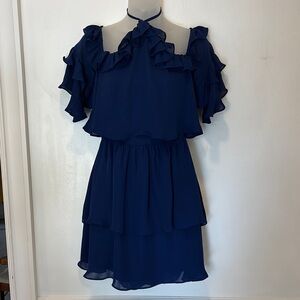 Parker Blue Ruffled Layered Dress in Size Small